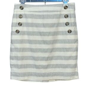 Excellent! Ann Taylor LOFT women 4P gray white striped skirt